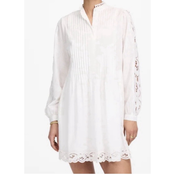 Madewell Dresses & Skirts - NWT Madewell 100% Cotton Pintucked Eyelet Mini Dress in white size XXS NU568
